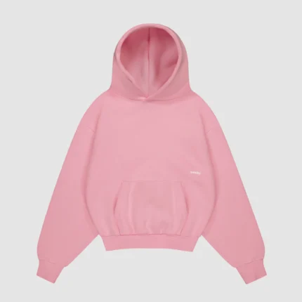heavyweight script hoodie powder pink